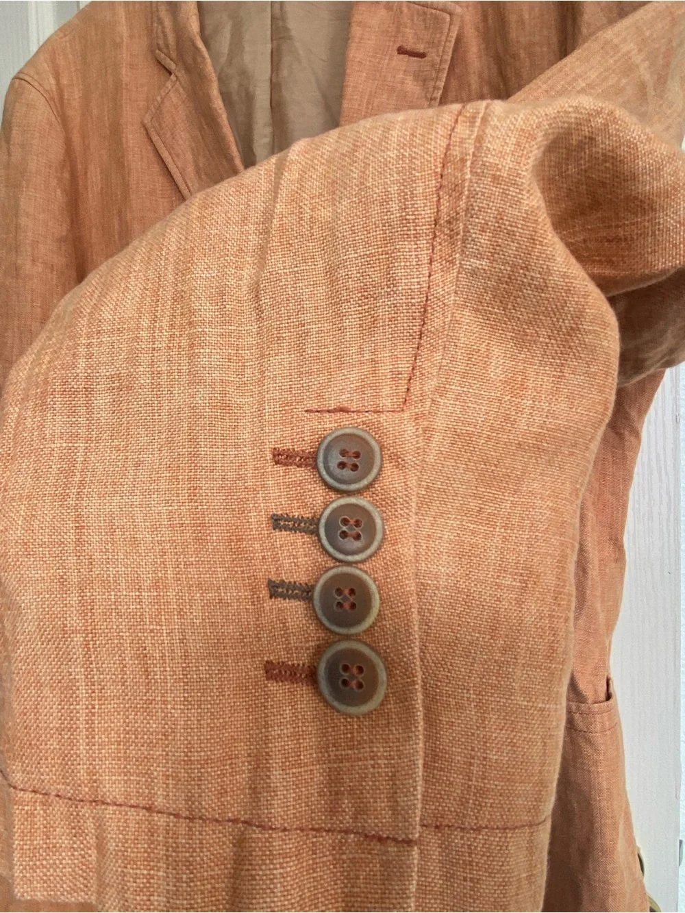 Men's Orange Linen Blazer - Lightweight Casual Sport Coat